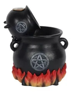 2 Hexenkessel Backflow Räucherkegel Halter Mit LED -Karnevalsbekleidungsgeschäft hexenkessel duo backflow raeucherkegel halter mit licht pouring cauldron backflow incense holder with light 50658 03