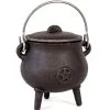 Hexenkessel Mit Pentagramm Aus Gusseisen 7cm -Karnevalsbekleidungsgeschäft schwarzer hexenkessel mit pentagram cast iron witches cauldron halloween deko gothic deko 50688 01 1